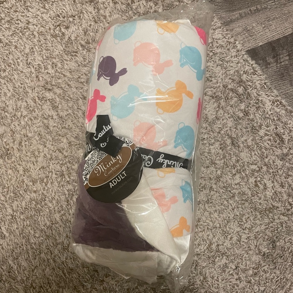 Brand New Minky Couture Easter Bunny Adult Size Blanket